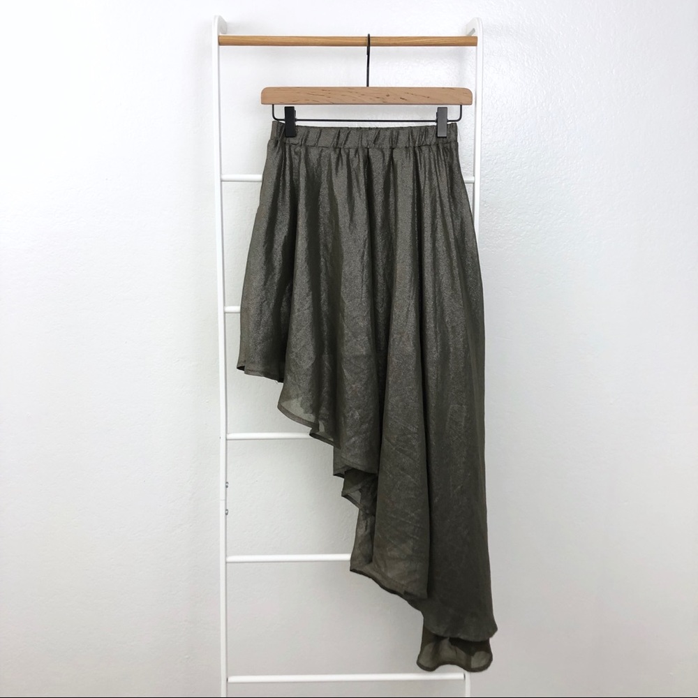 NWOT Nasty Gal Bronze Shimmer Asymmetrical Skirt